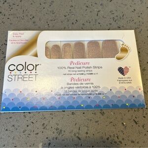 Color Street MOONBURST Pedicure Dusty Silver Pink Glitter Rare HTF